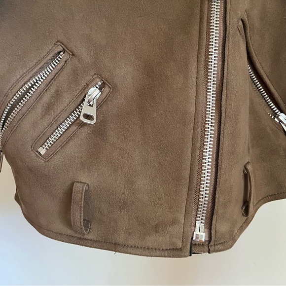 Zara Basic Brown Faux Women’s Leather Jacket - Picture 3 of 9